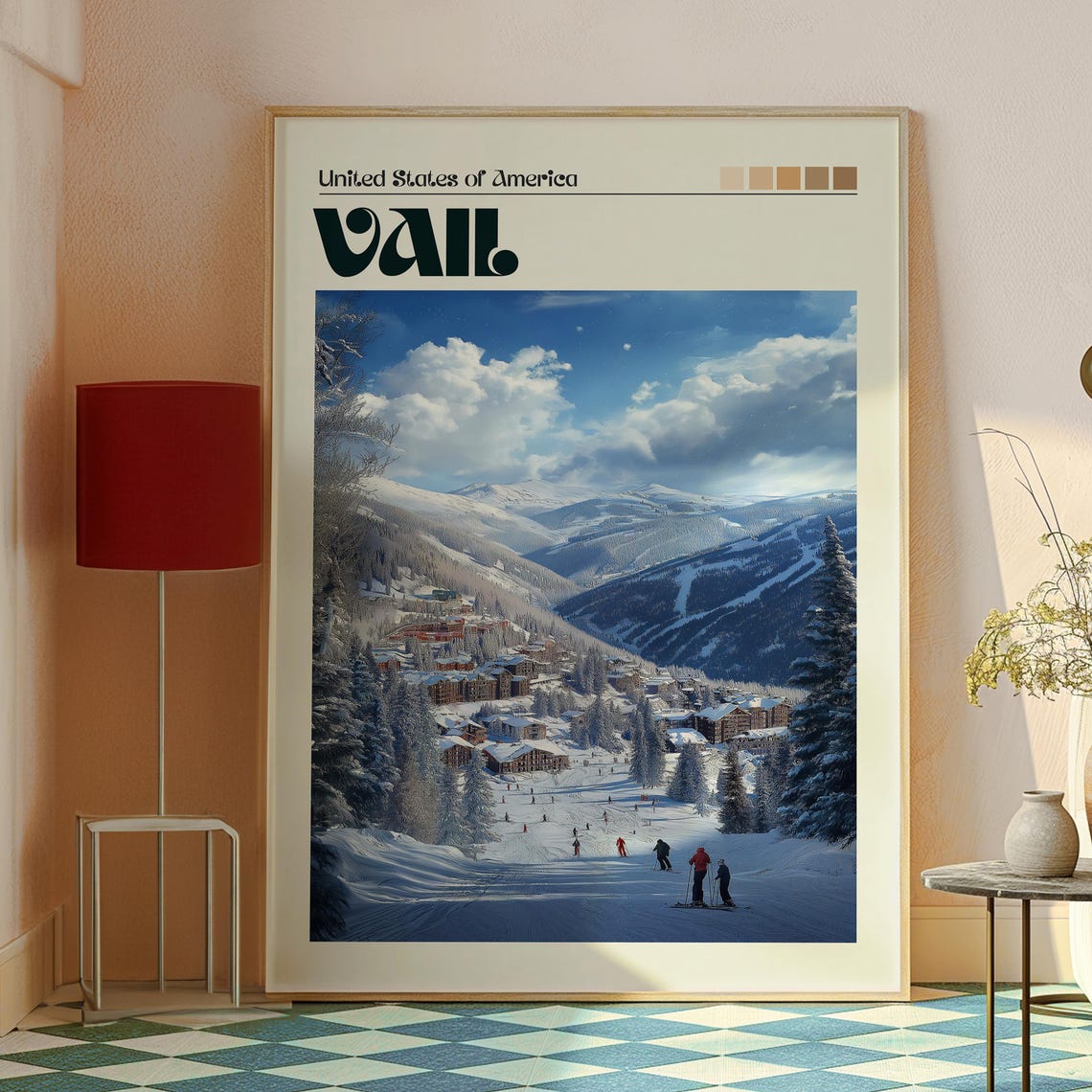 Vail Colorado Ski Resort Slopes Village Snowy Mountain Art Poster - Image 2