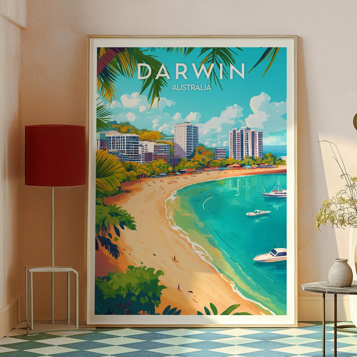 Darwin Australia Tropical Beachfront City Scene Coastal Travel Poster - Image 2