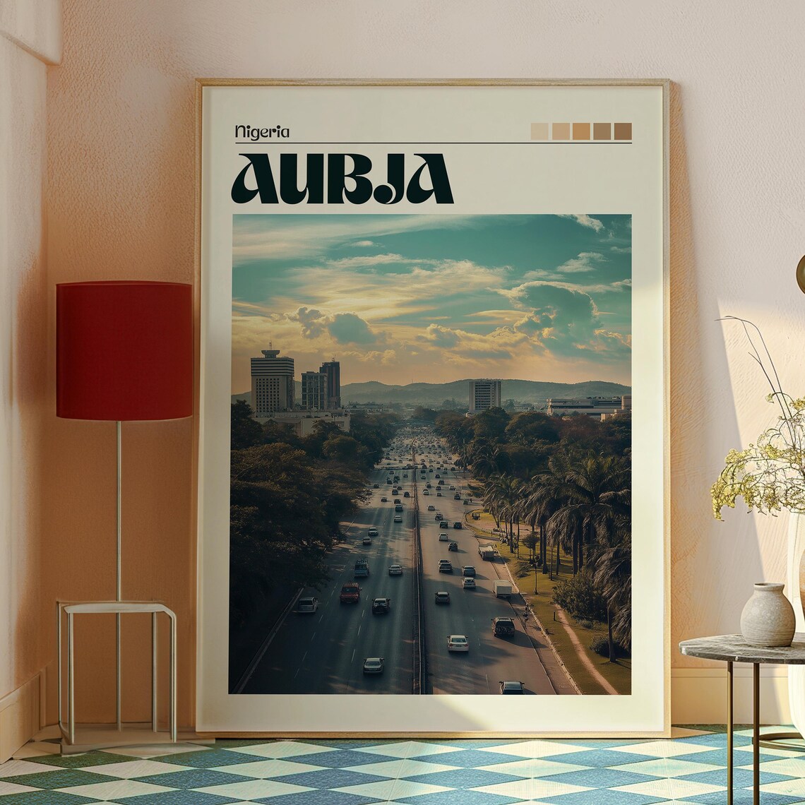 Abuja Nigeria Capital City Highway Sunset Vintage Travel Poster - Image 2