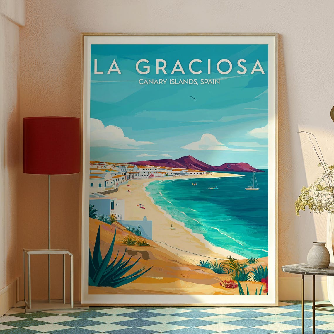 La Graciosa Canary Islands Spain Beach Coastline Travel Poster - Image 2