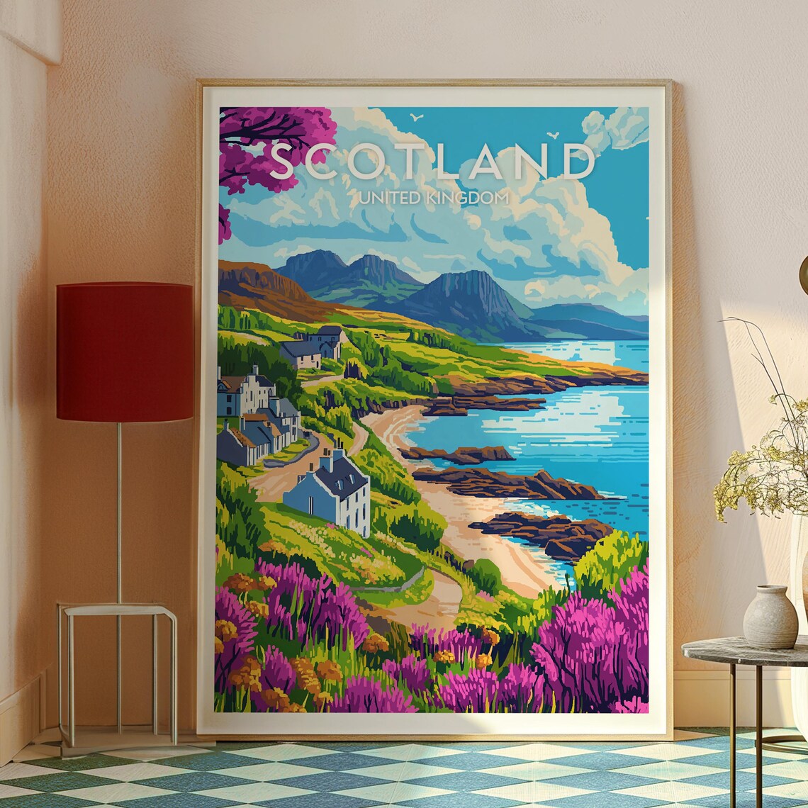 Scotland United Kingdom Coastal Village Beach Vintage Travel Poster - Image 2
