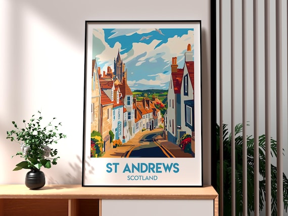 St Andrews Scotland Historic Town Street Cathedral Travel Poster