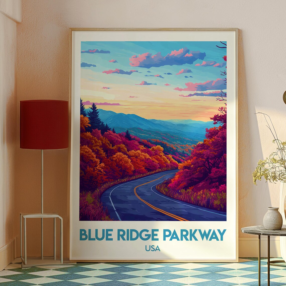 Blue Ridge Parkway USA Autumn Road Mountain Drive Travel Poster - Image 2