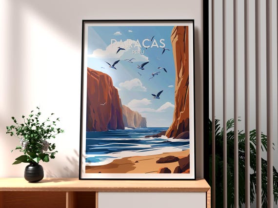 Paracas Poster Art Peru Travel Print Wall Backpacking South America
