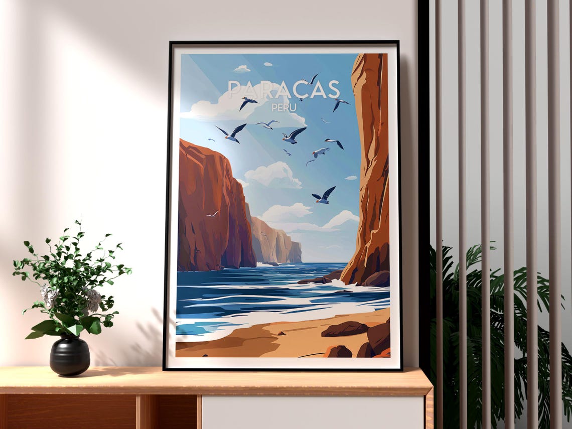 Paracas Poster Art Peru Travel Print Wall Backpacking South America