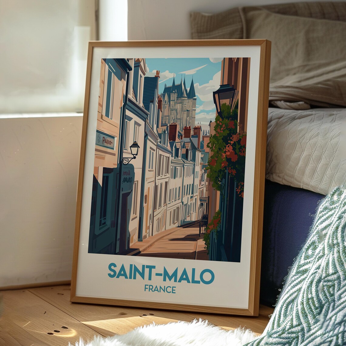 Saint Malo France Historic Street Old Houses Brittany Art Poster - Image 3