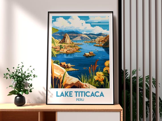 Lake Titicaca Poster Art Peru Travel Print Wall South America