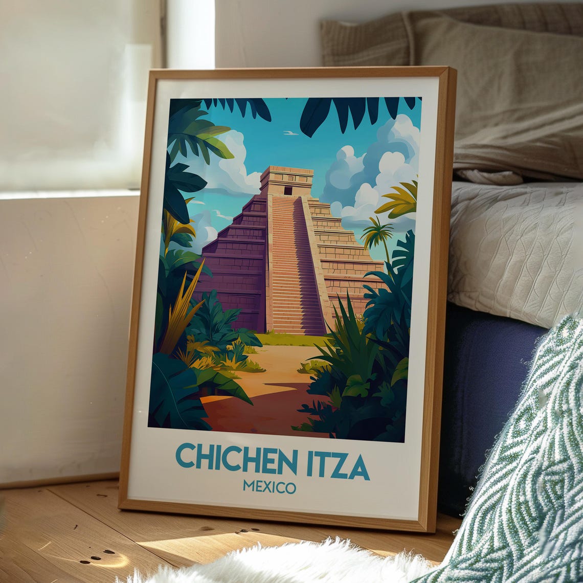 Chichen Itza Mexico Mayan Pyramid Temple Jungle Travel Poster - Image 3