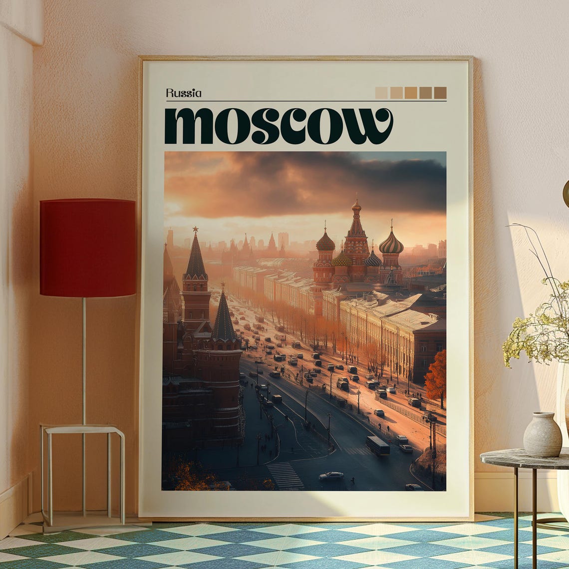 Moscow Kremlin Sunset St Basil Cathedral Cityscape Travel Poster - Image 2