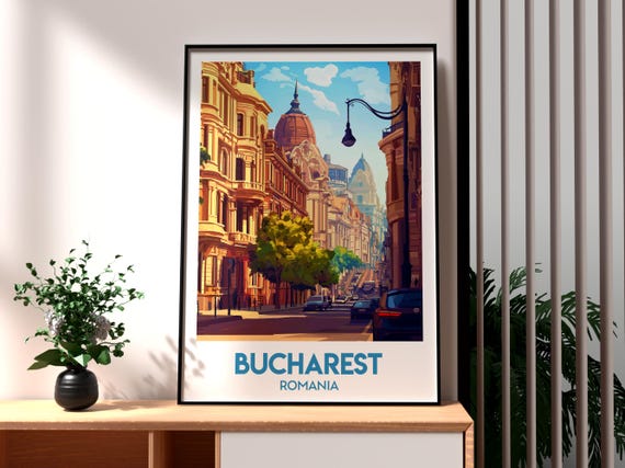 Bucharest, Romania Travel Poster Art Print