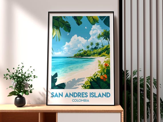 San Andres Poster Island Art Colombia Travel Print Wall Backpacking South America