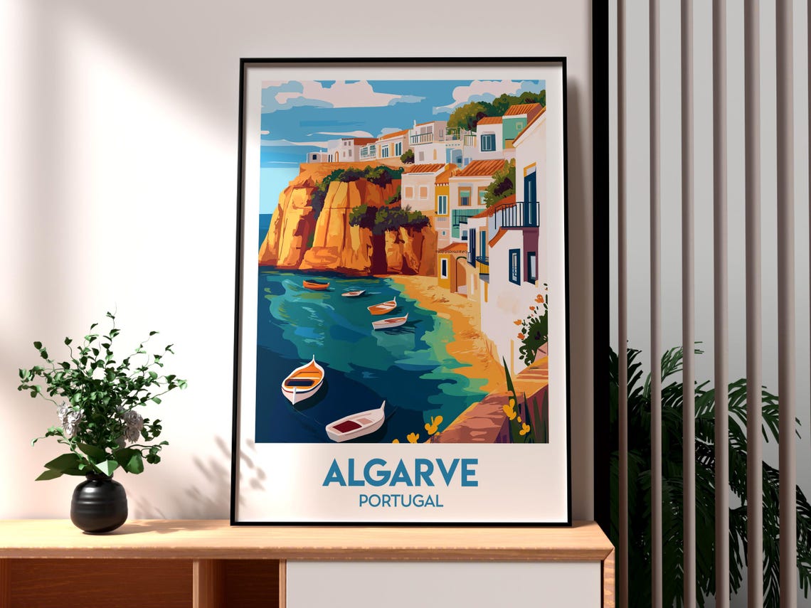 Algarve Travel Poster, Portugal Faro Albufeira