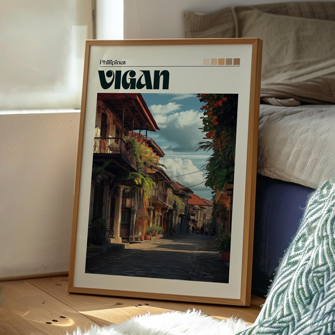 Vigan Philippines Colonial Cobblestone Street Heritage Art Poster - Image 3