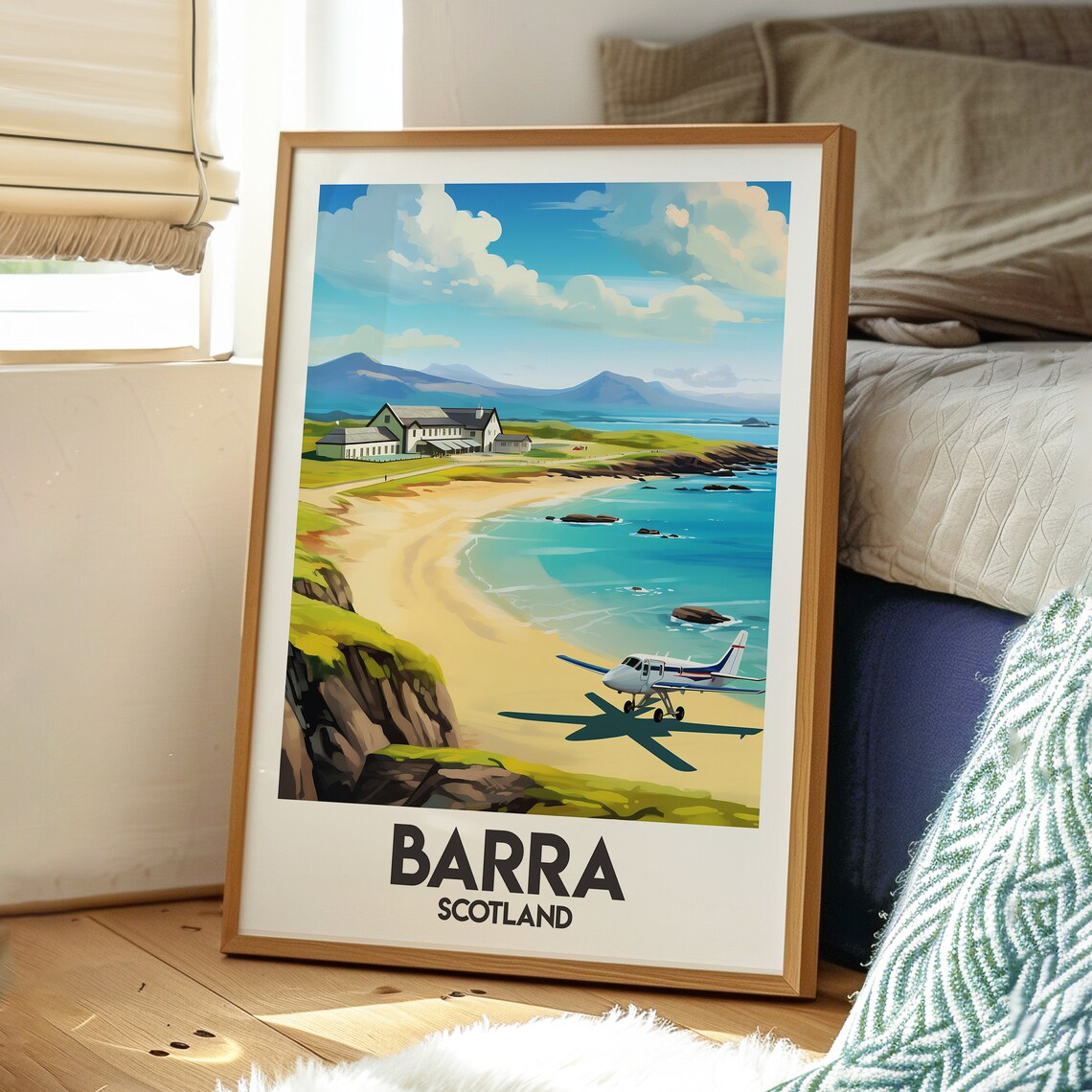 Barra Scotland Beach Airport Island Turquoise Bay Travel Poster - Image 3