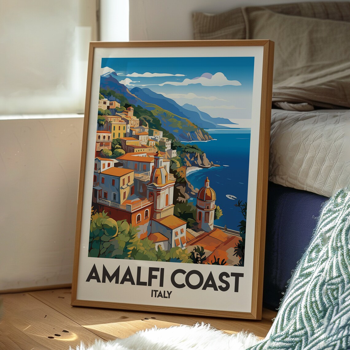 Amalfi Coast Italy Cliffside Positano Village Sea View Travel Poster - Image 3