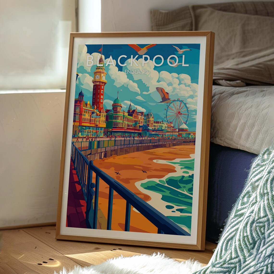 Blackpool England Seaside Promenade Vintage Style Travel Poster - Image 3