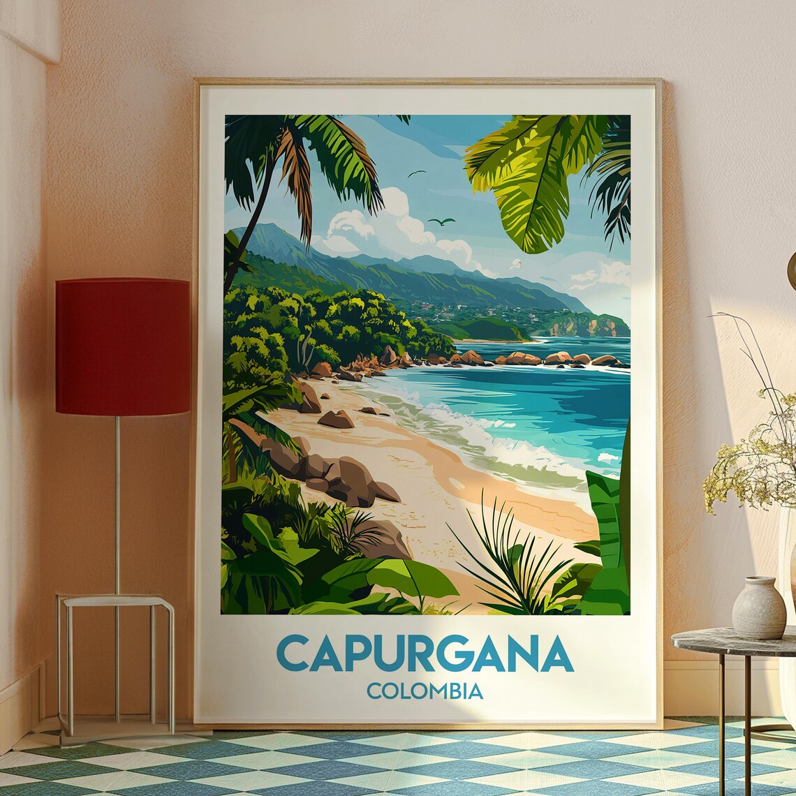 Capurgana Colombia Tropical Beach Cove Jungle Escape Travel Poster - Image 2