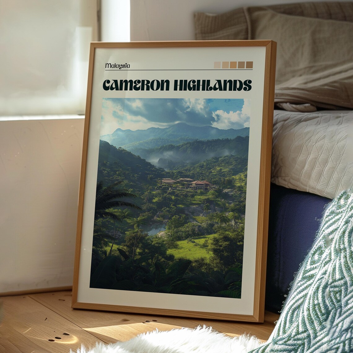 Cameron Highlands Malaysia Misty Green Hills Tea Country Travel Poster - Image 3