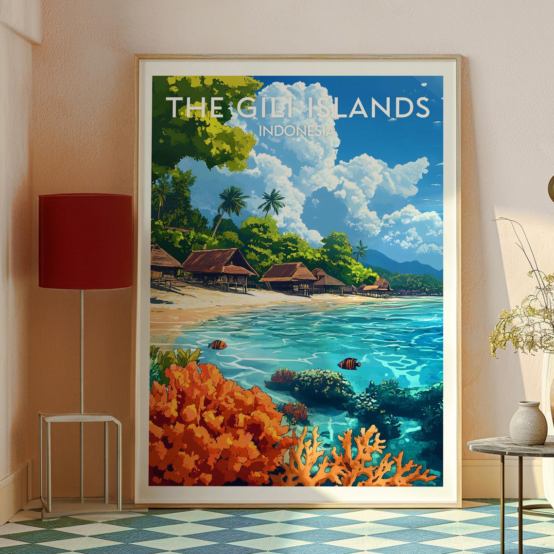 Gili Islands Indonesia Turquoise Coral Reef Beach Travel Poster - Image 2