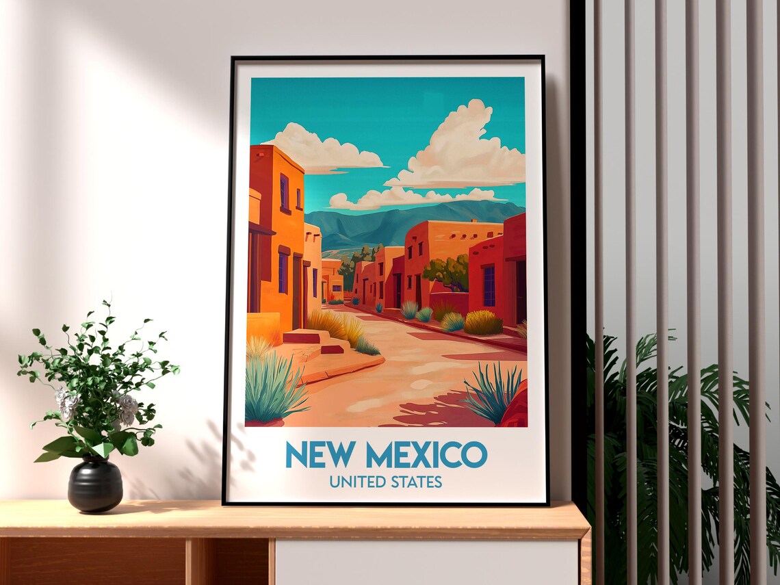 New Mexico United States Adobe Street Desert Mountains Poster