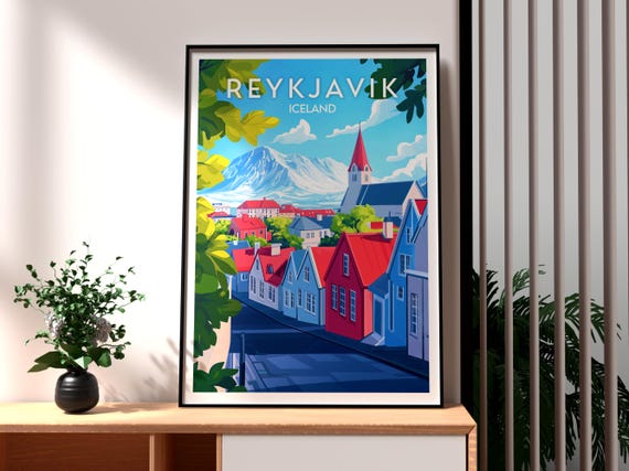 Reykjavik Iceland Cathedral Travel Poster Print