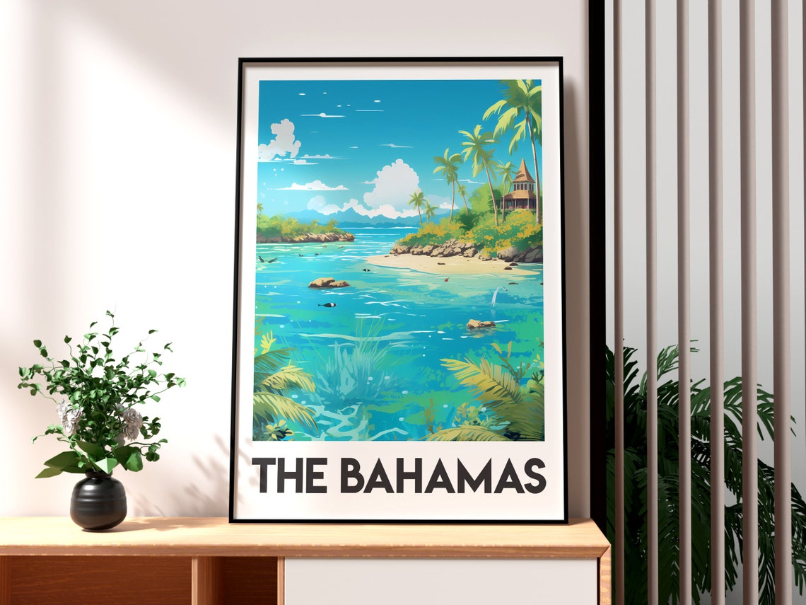 The Bahamas Poster Wall Art Caribbean Beach Print