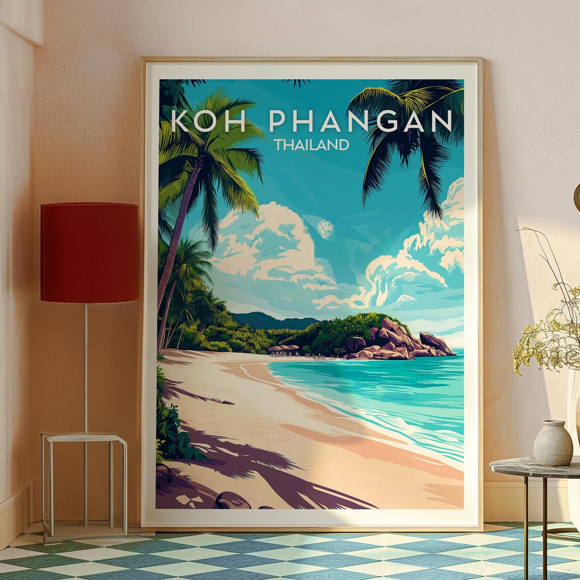 Koh Phangan Thailand Tropical Palm Beach Paradise Travel Poster - Image 2