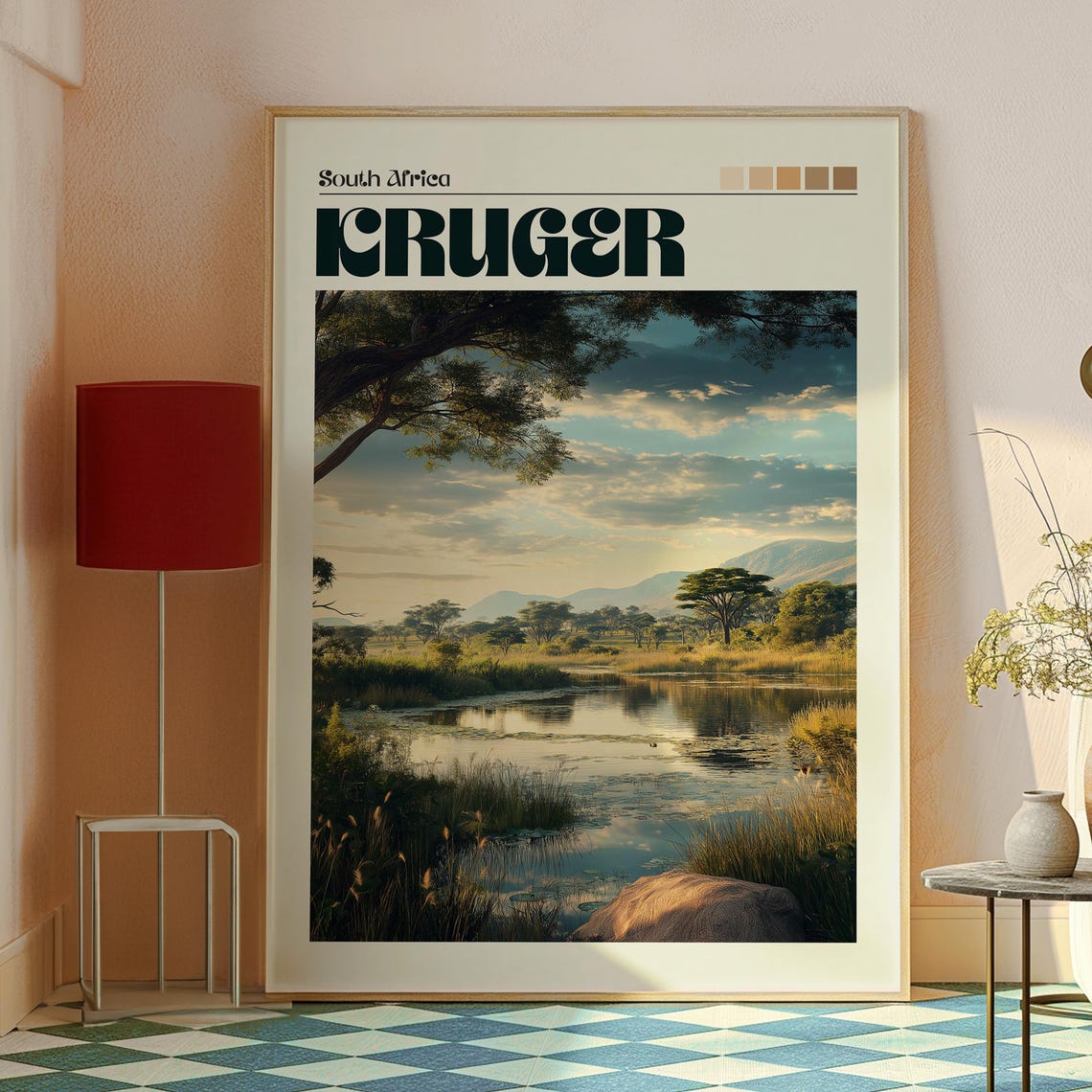 Kruger National Park South Africa Safari Sunset River Landscape Poster - Image 2