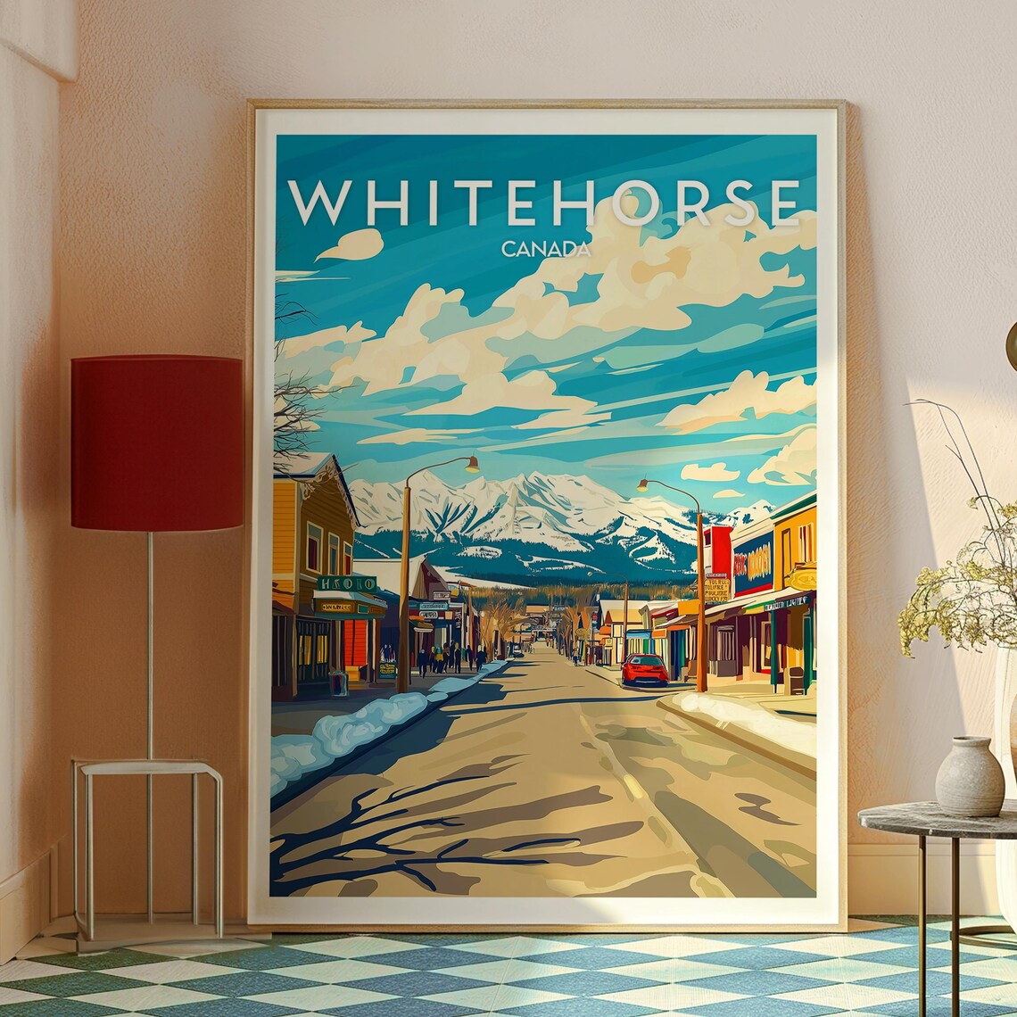 Whitehorse Canada Yukon Vintage Travel Mountain Street Poster - Image 3