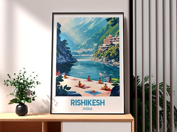 Rishikesh India Ganges River Yoga Ashram Himalaya Travel Poster