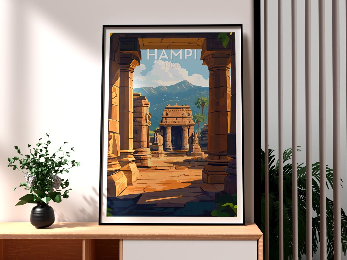Hampi India Ancient Stone Temple Ruins Heritage Site Travel Poster