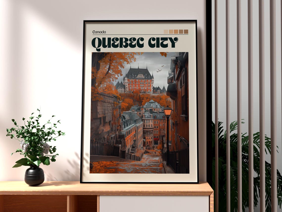 Quebec City Canada Chateau Frontenac Fall Foliage Travel Poster