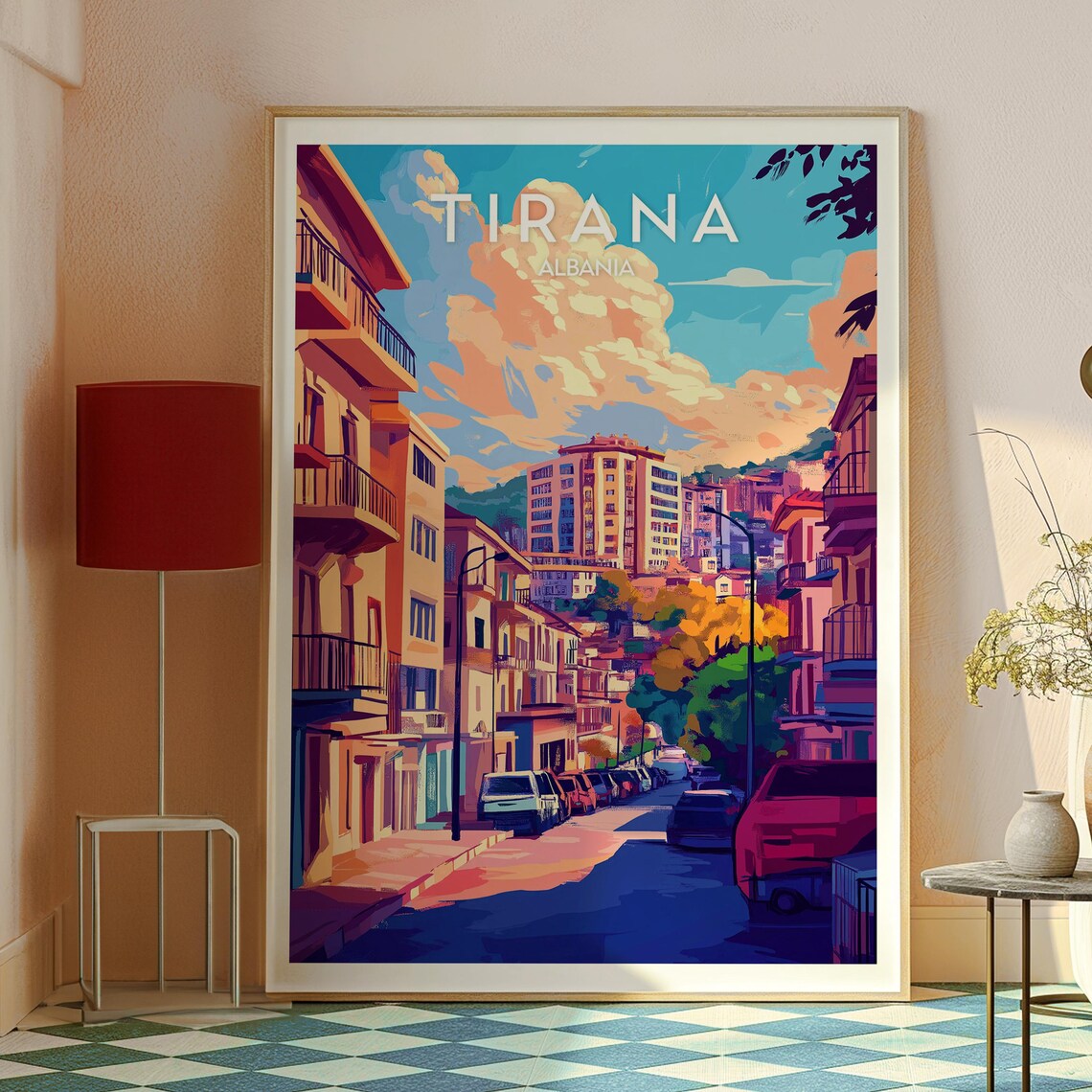 Tirana Albania Colorful City Street Sunset Balkan Travel Poster - Image 2
