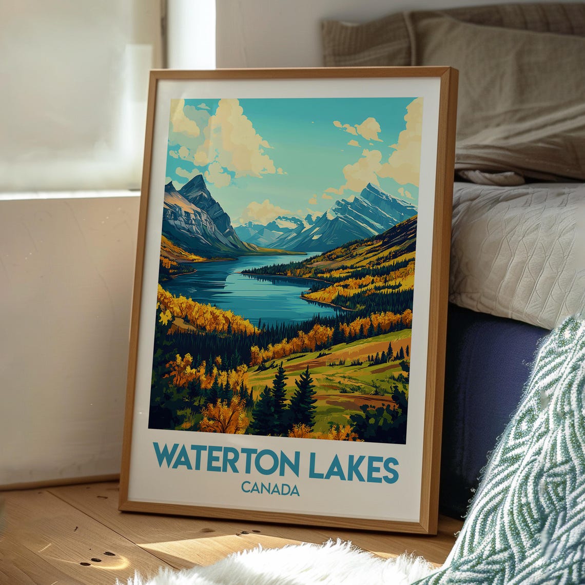 Waterton Lakes Canada Alpine Lake Autumn Forests Travel Poster - Image 3