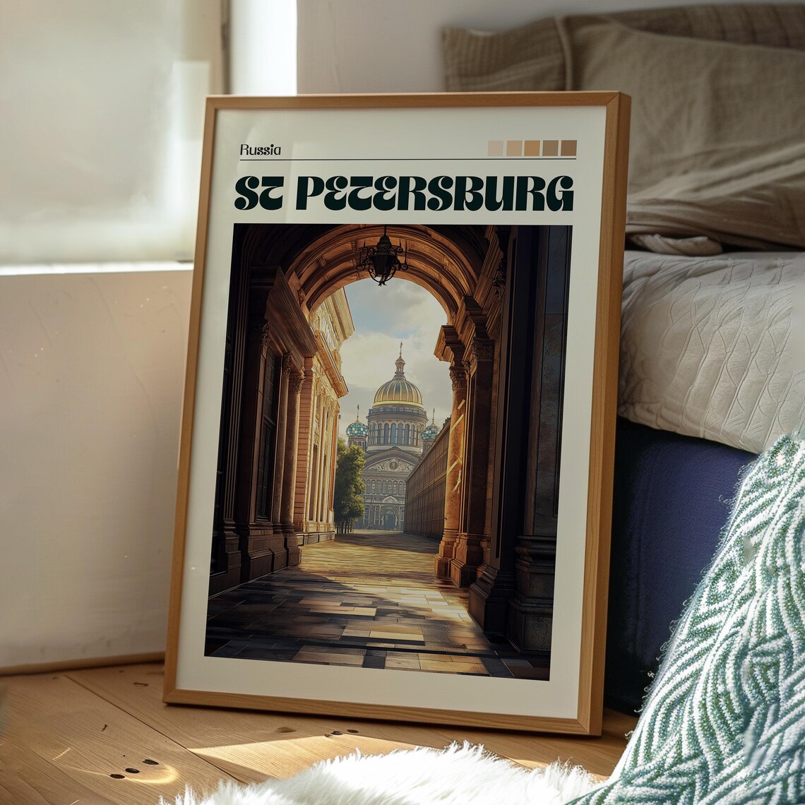 St Petersburg Russia Grand Colonnade Arch Golden Dome Cathedral Poster - Image 3