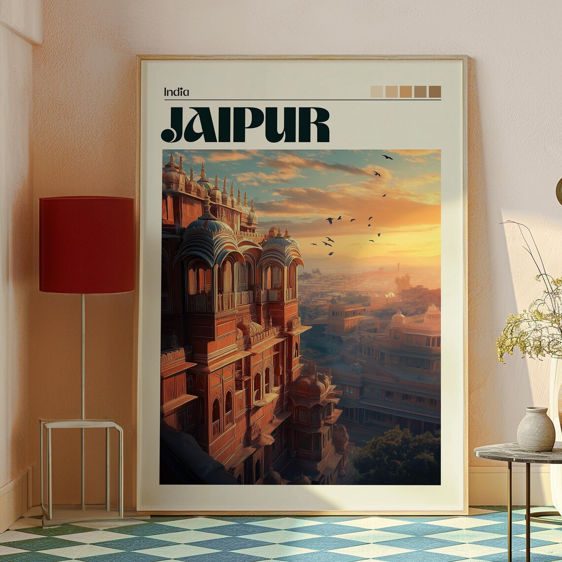 Jaipur India Hawa Mahal Sunset Palace Cityscape Travel Poster - Image 2