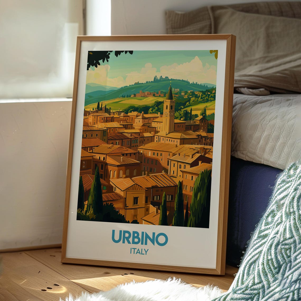 Urbino Italy Renaissance Old Town Rooftops Italy Travel Poster - Image 3