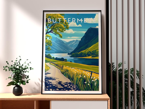Buttermere UK Lake District Mountain Lake Path Landscape Poster