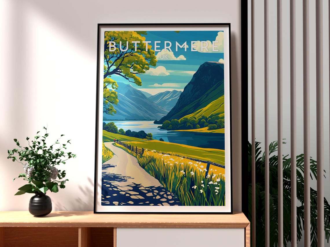 Buttermere Print The Lake District Wall Art Poster Travel Uk Countryside Hiking