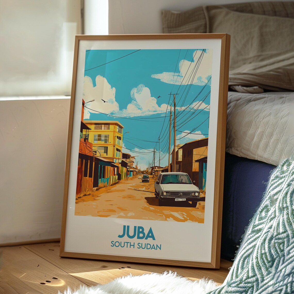 Juba South Sudan Street Scene Cars Dusty Road Africa Travel Poster - Image 3