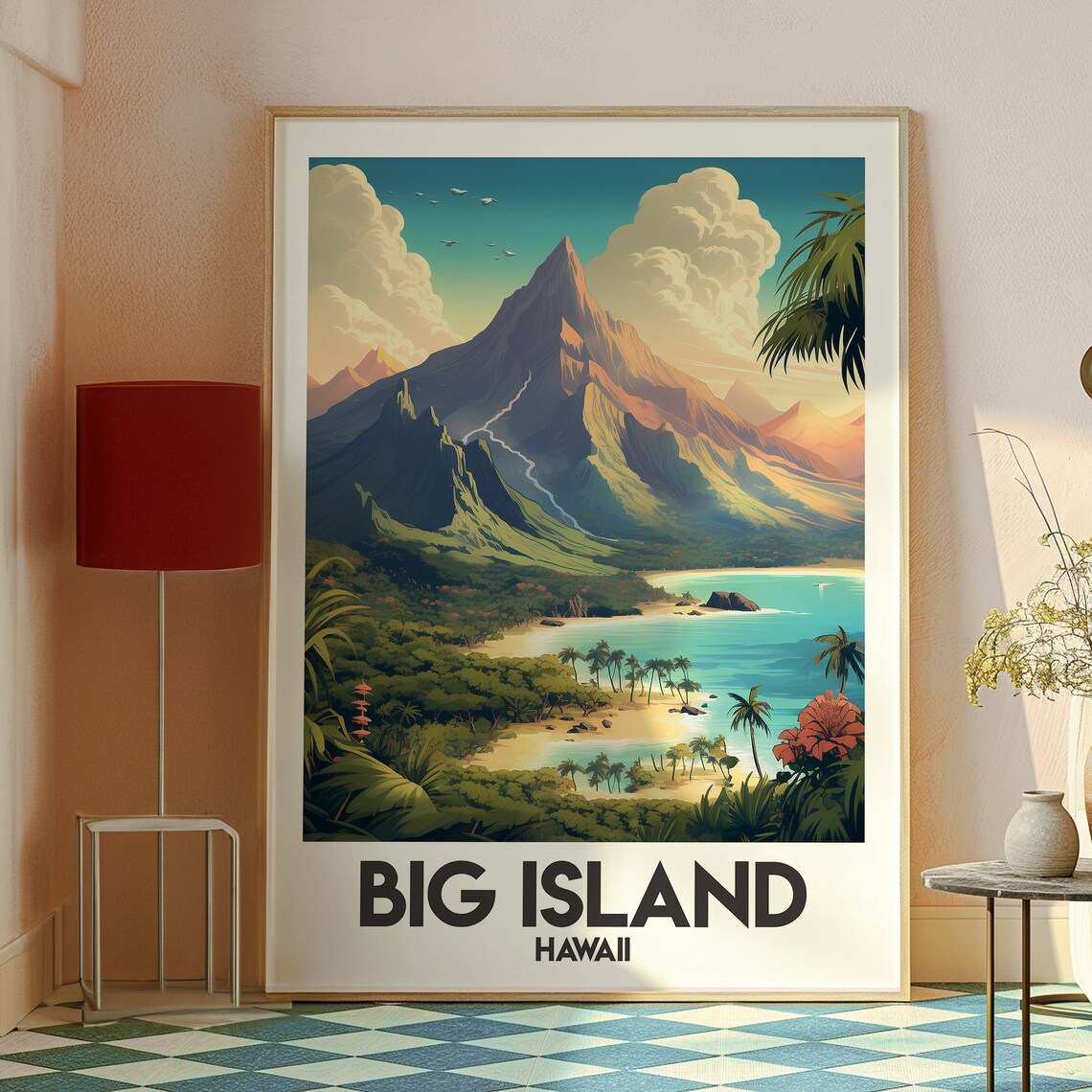 Big Island Hawaii Volcano Beach Palms Tropical Island Travel Poster - Image 2