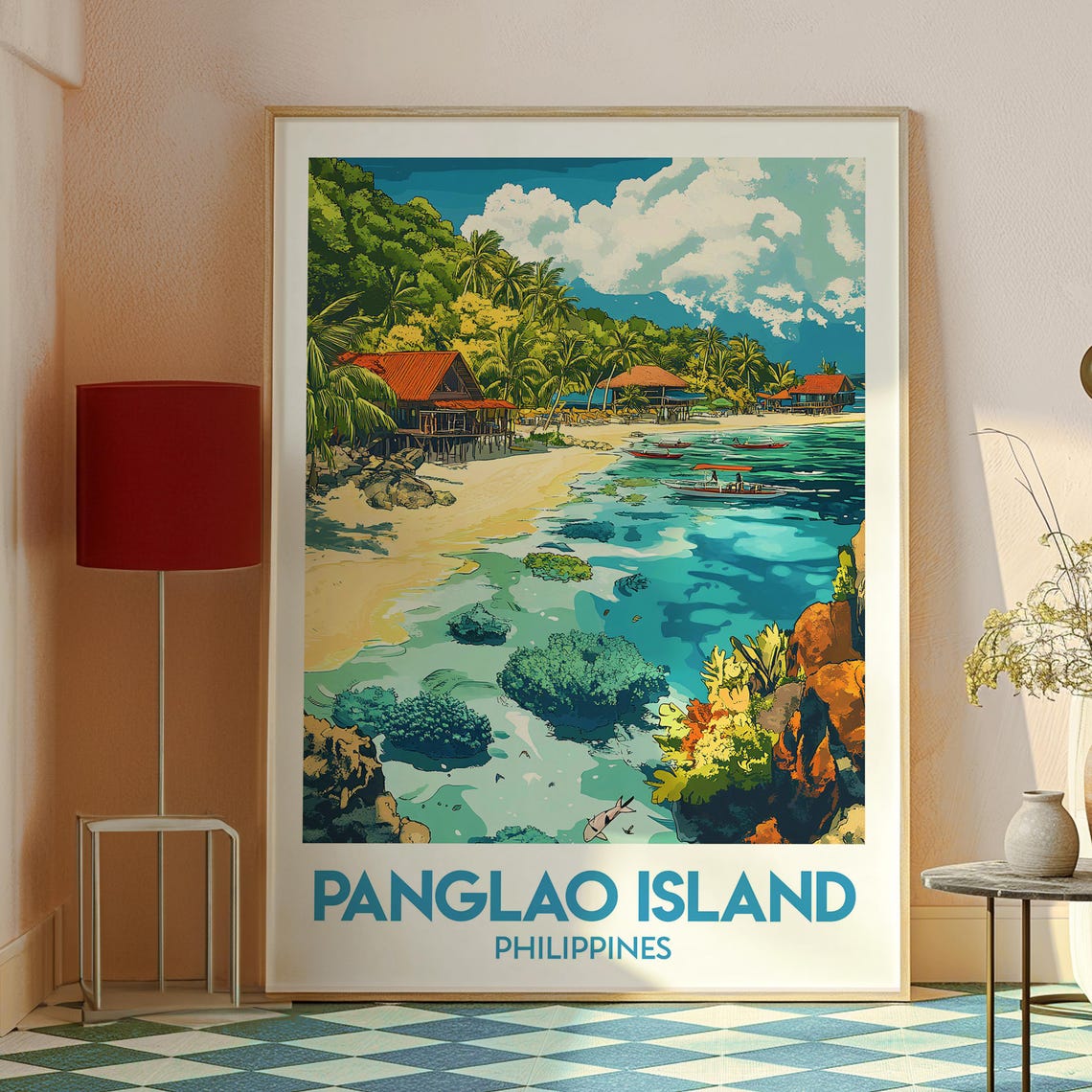 Panglao Island Philippines Coral Reef Beach Resort Travel Poster - Image 2
