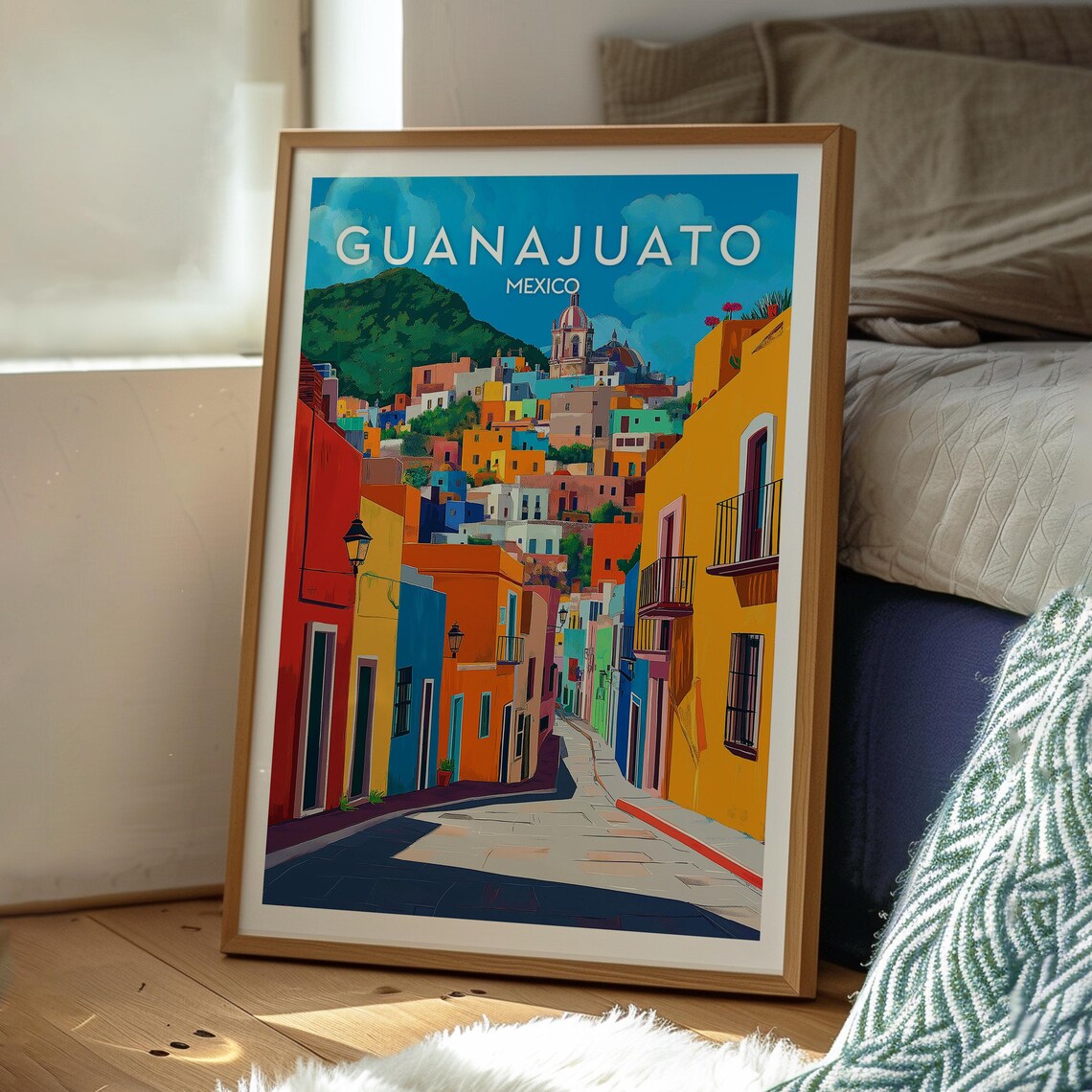 Guanajuato Mexico Colorful Colonial Street Scene Travel Poster - Image 3