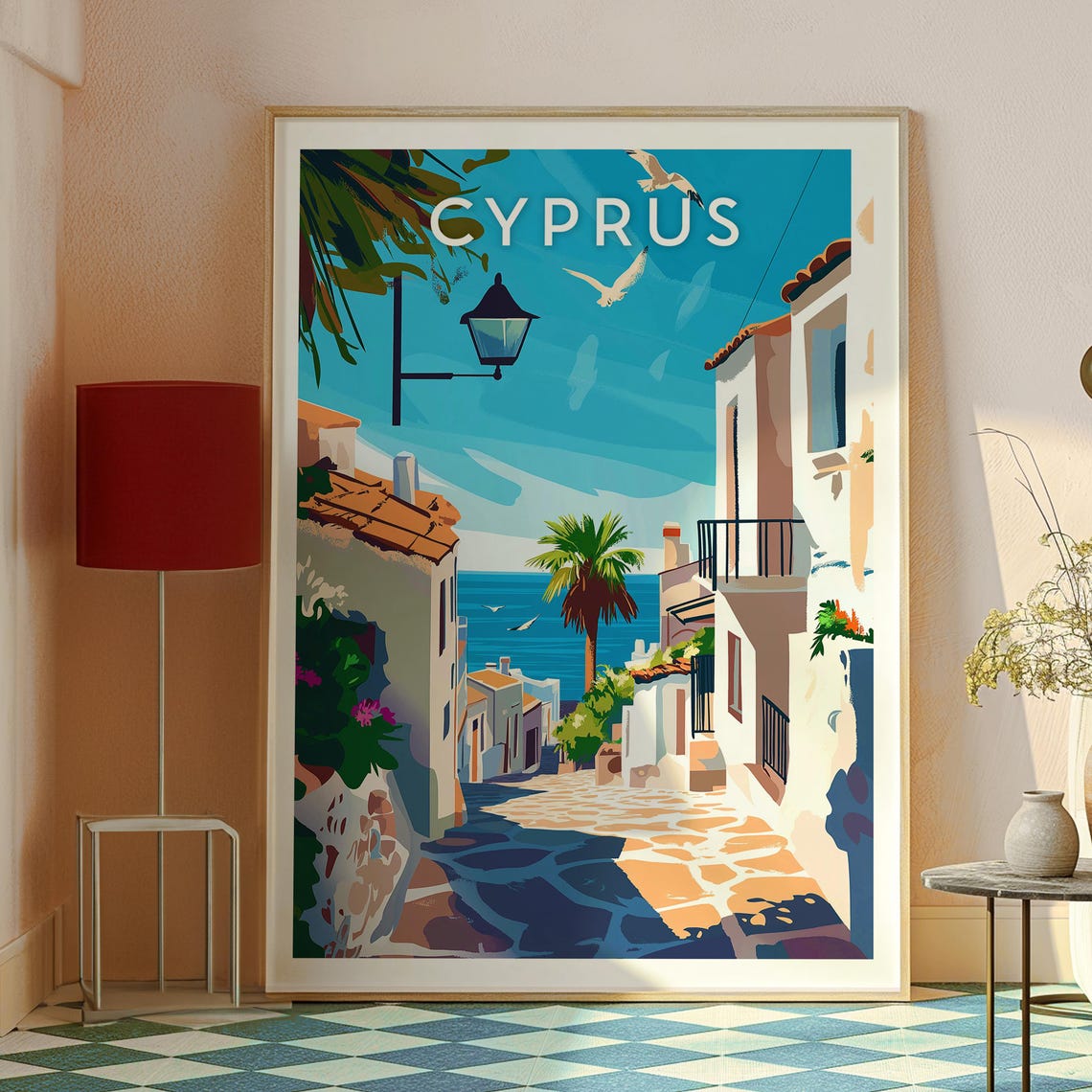 Cyprus Travel Poster, Kato Paphos and Ancient Kourion - Image 2