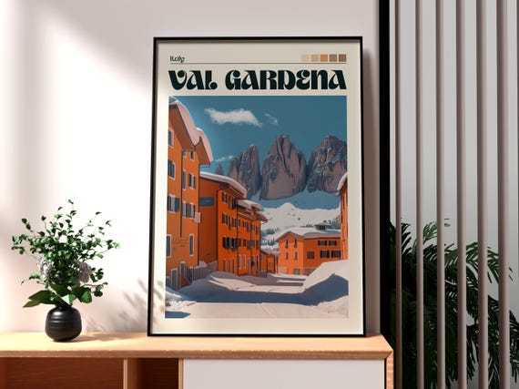 Val Gardena Print Italy Wall Art Poster Travel Skiing Italian Alps Dolomites