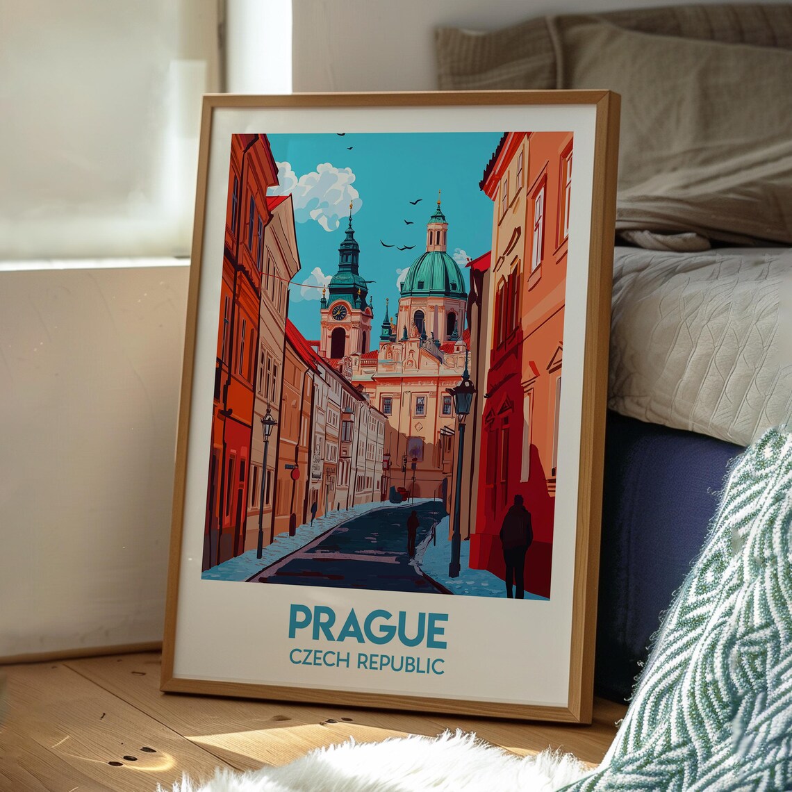 Prague Czech Republic Old Town Church Street Vintage Travel Poster - Image 3