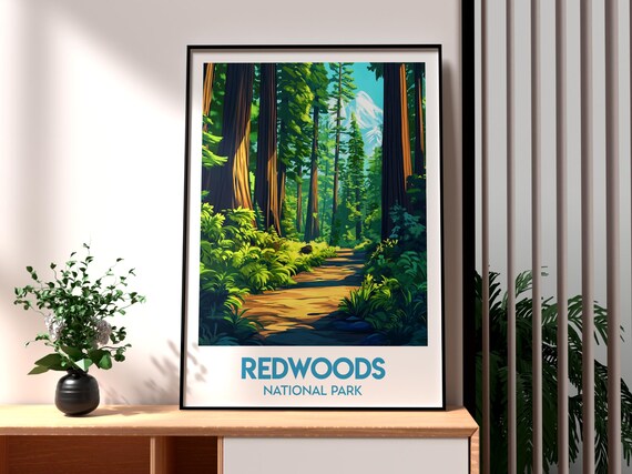 Redwoods National Park California Giant Forest Trail Travel Poster