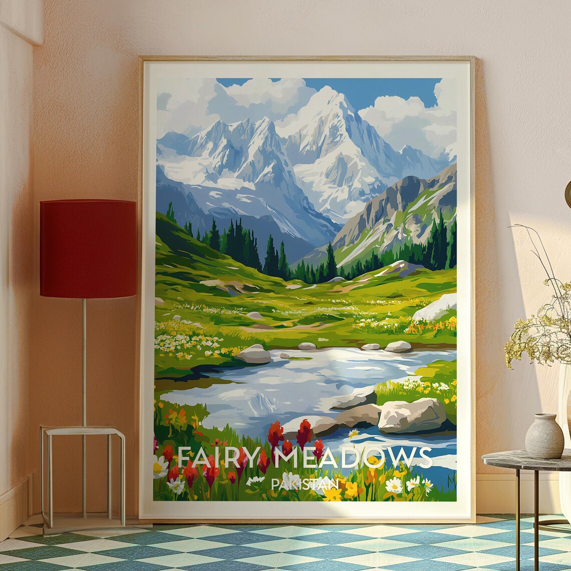 Fairy Meadows Pakistan Wildflower Meadow Snow Peak Travel Poster - Image 2