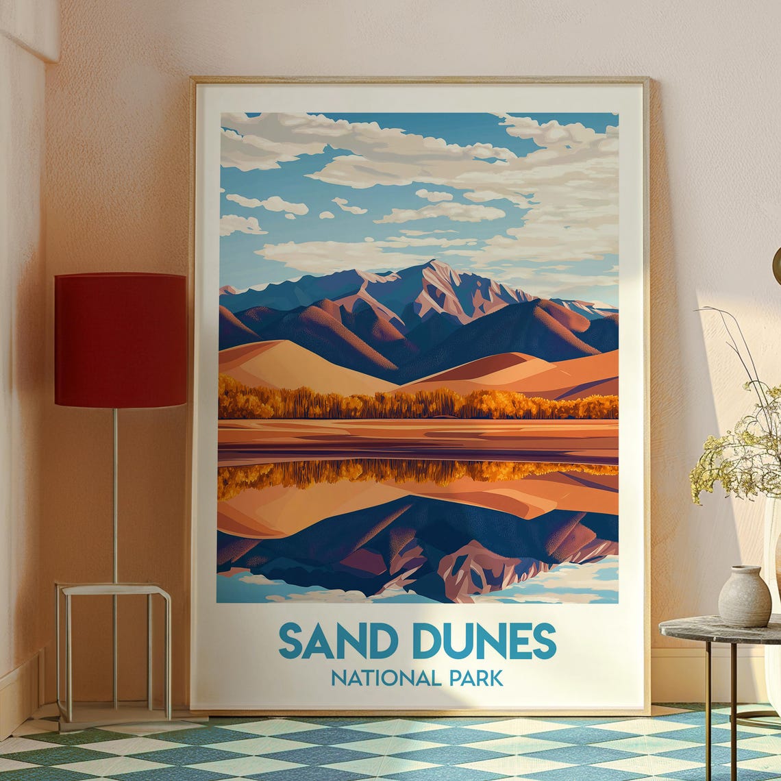Sand Dunes National Park Mirror Lake Desert Reflection Poster - Image 2