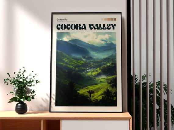 Cocora Valley Poster Art Colombia Travel Print Wall Backpacking South America
